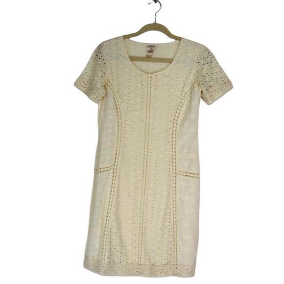 Sundance Eyelet Lined Shift Vanilla Dress Ivory Size 4 - Picture 2 of 6